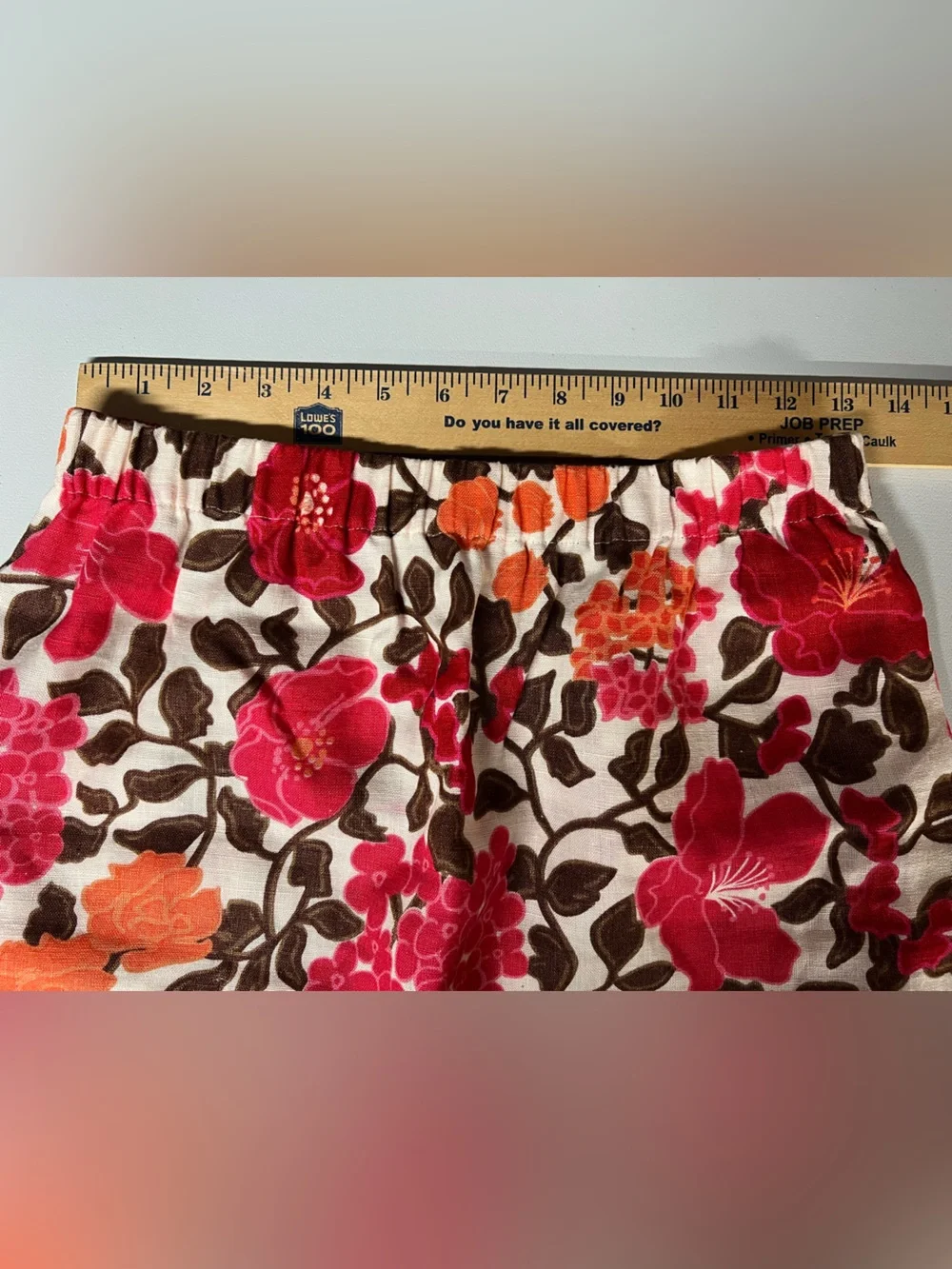 Studio Works 100% Linen Bold Floral Midi Skirt Womens Small